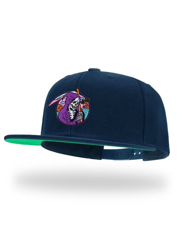 Reaper Skull Navy Snapback Hats for Men Women Adjustable Dad Wool Baseball Caps