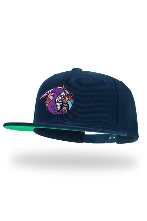 Reaper Skull Navy Snapback Hats for Men Women Adjustable Dad Wool Baseball Caps