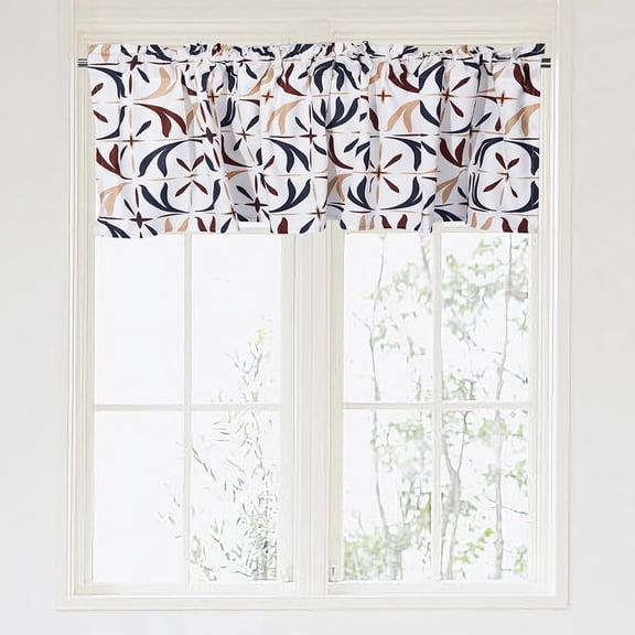 Tiling Pattern Window Curtain Valance Boho Style Color Window Treatment Valances Small Window Kitchen Curtains for Bedroom Living Room Bath Dining Room Cafe Laundry Home Decoration 52*18in for DIY