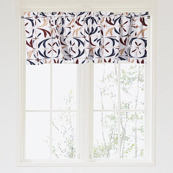 Tiling Pattern Window Curtain Valance Boho Style Color Window Treatment Valances Small Window Kitchen Curtains for Bedroom Living Room Bath Dining