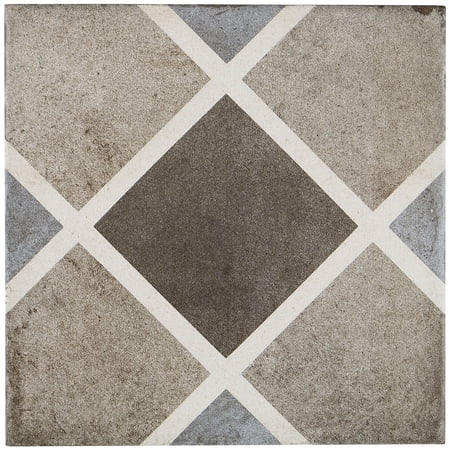Tilish Porcelain Cement Look 8 x 8 inch Cool Blend Decorative Tile in Rombo cool blend