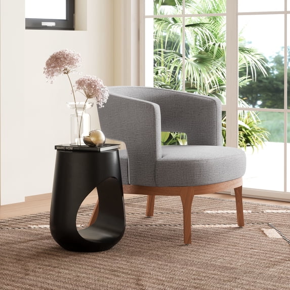 Tilk Side Table Black Mango Wood Modern Design Home Hotel Decor 19x19 Inches