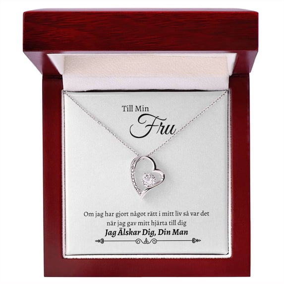 Till Min Fru - Kärlek Halsband - Forever Love Necklace - White Gold or Yellow Gold - Gift Box