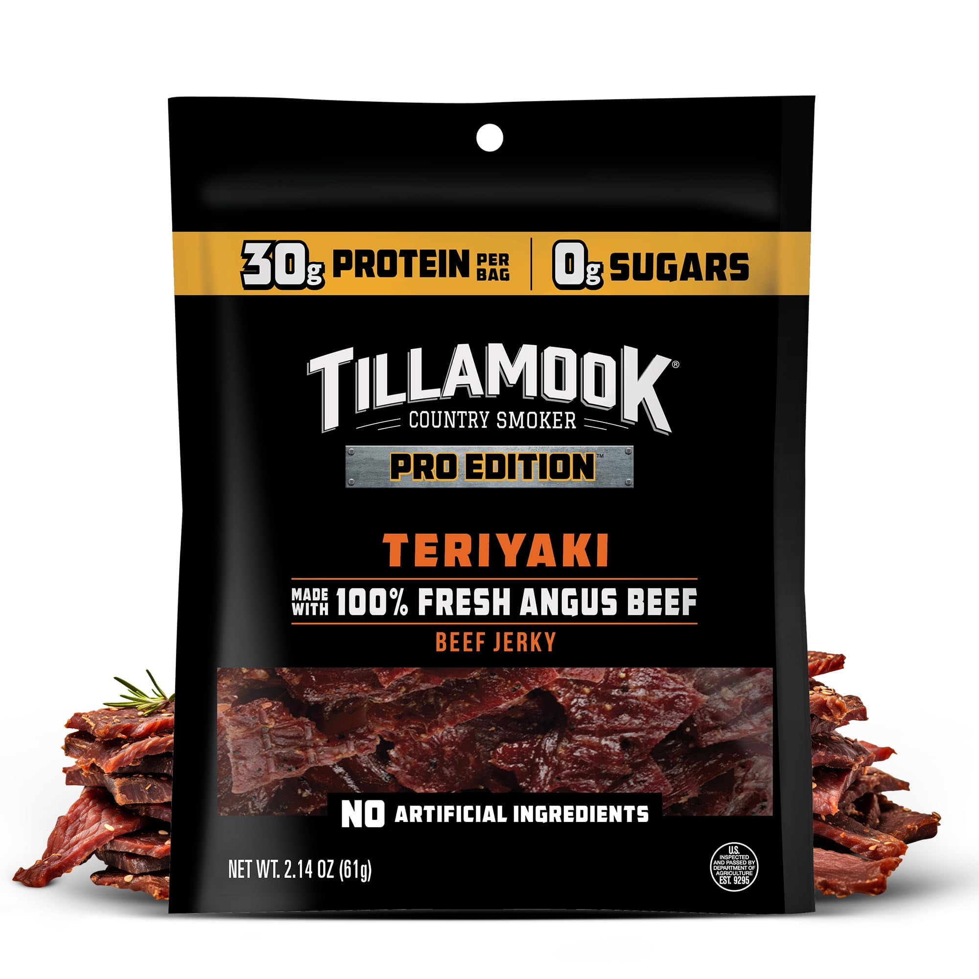 Tillamook Beef Jerky,TRDNCountry Smoker PRO Edition, Zero Sugar, 2.14 Oz, Real Hardwood Smoked Fresh Angus Beef, Low Carb, High Protein, Ready to Eat Keto Snack for Athletes, Gluten Free