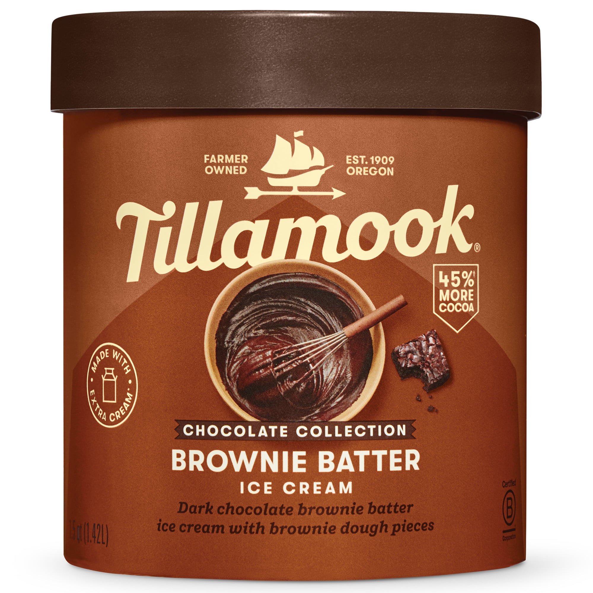 Tillamook Brownie Batter Ice Cream, 48 oz