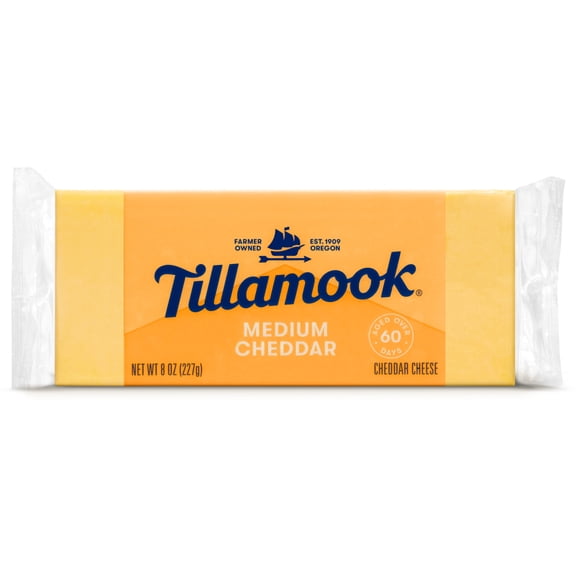 Tillamook Cheese Medium Cheddar Block, 8 oz (Aged 60 Days)