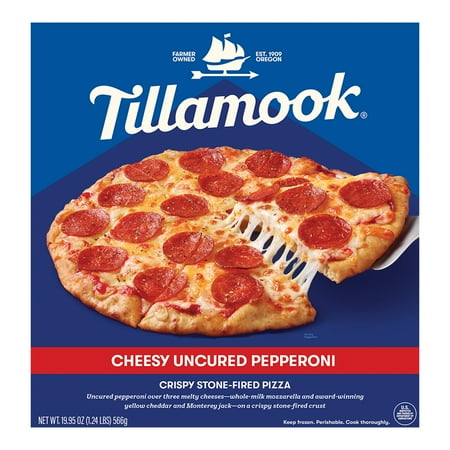 Tillamook Cheesy Uncured Pepperoni Crispy Stone-Fired Pizza with Savory Red Sauce, 19.95 oz (Frozen)