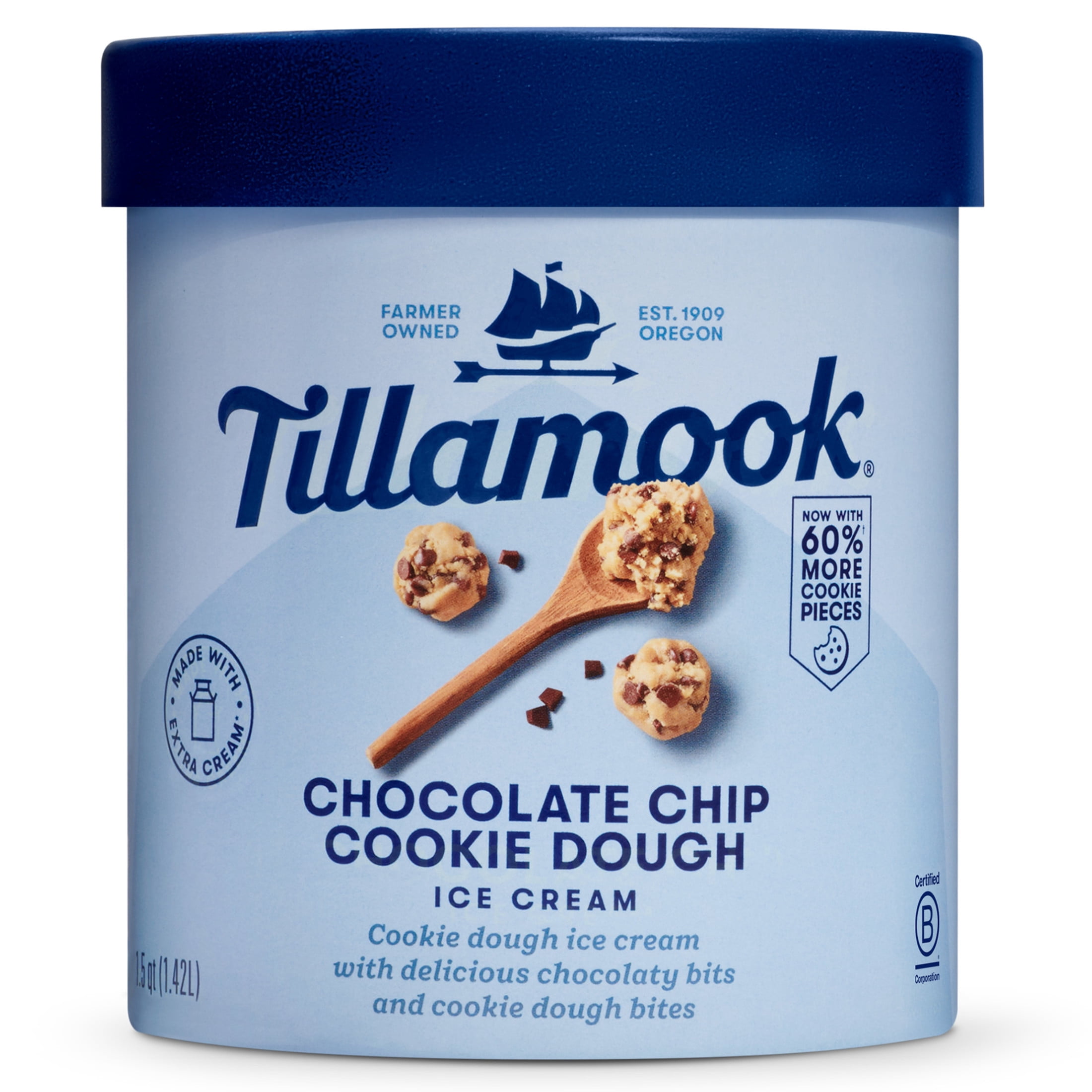 Tillamook Chocolate Chip Cookie Dough Ice Cream, 48 oz