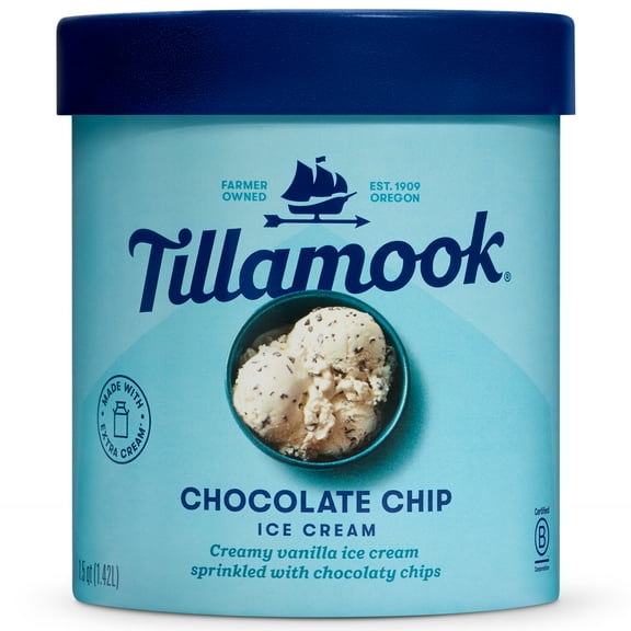 Tillamook Chocolate Chip Ice Cream, 48 oz