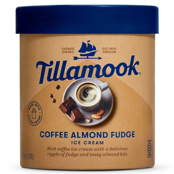 Tillamook Coffee Almond Fudge Ice Cream, 48 oz
