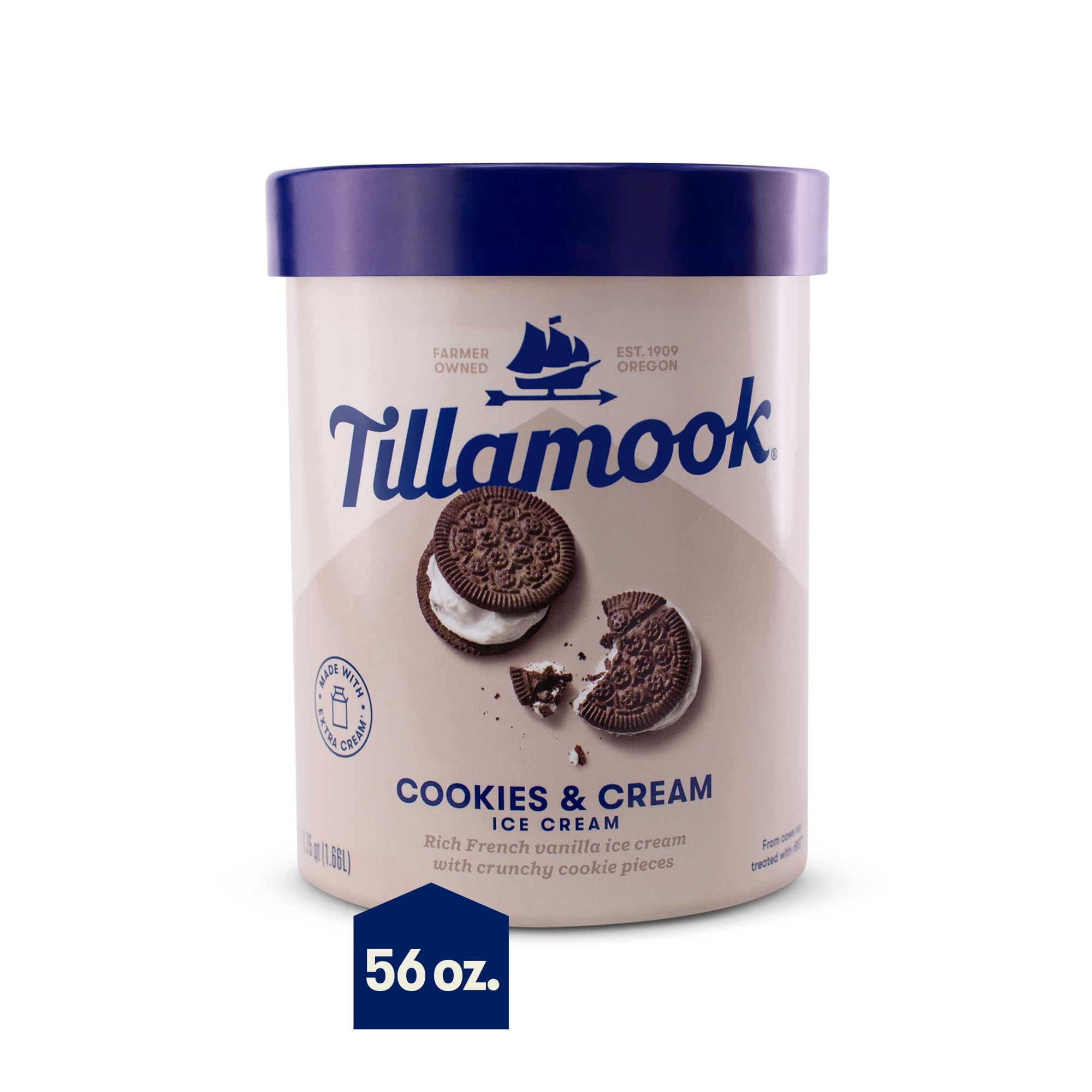 Tillamook Cookies and Cream Ice Cream, 56 Fl Oz