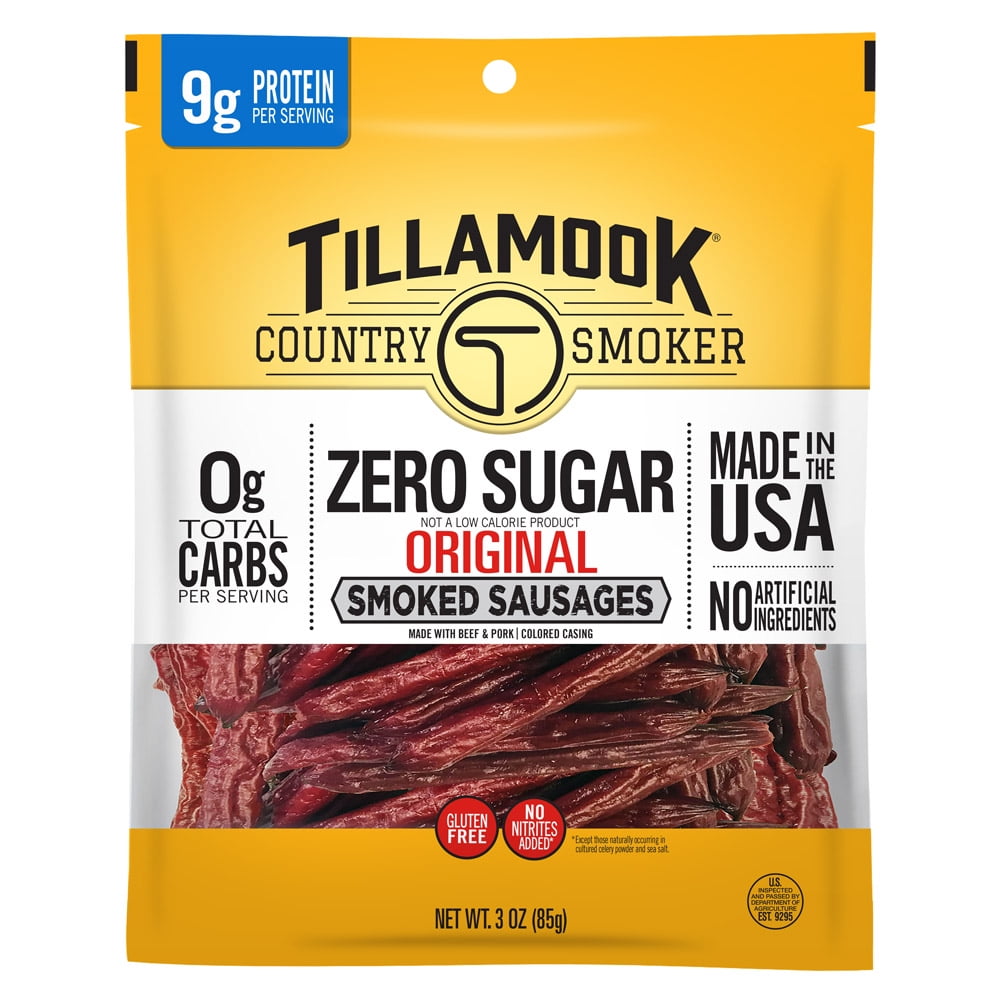 Tillamook Country Smoker 3oz Zero Sugar Original Flavor Smoked Sausages in a Bag
