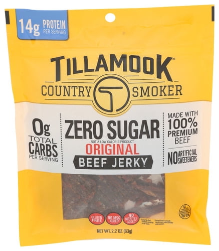 Tillamook Country Smoker Beef Jerky Zero Sugar 2.2 oz (Pack of 12)