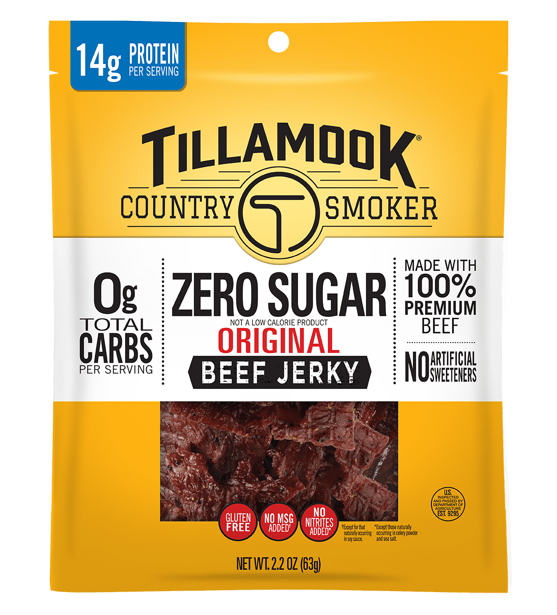 Tillamook Country Smoker Jerky, Original Beef Jerky, Zero Sugar, 2.2oz