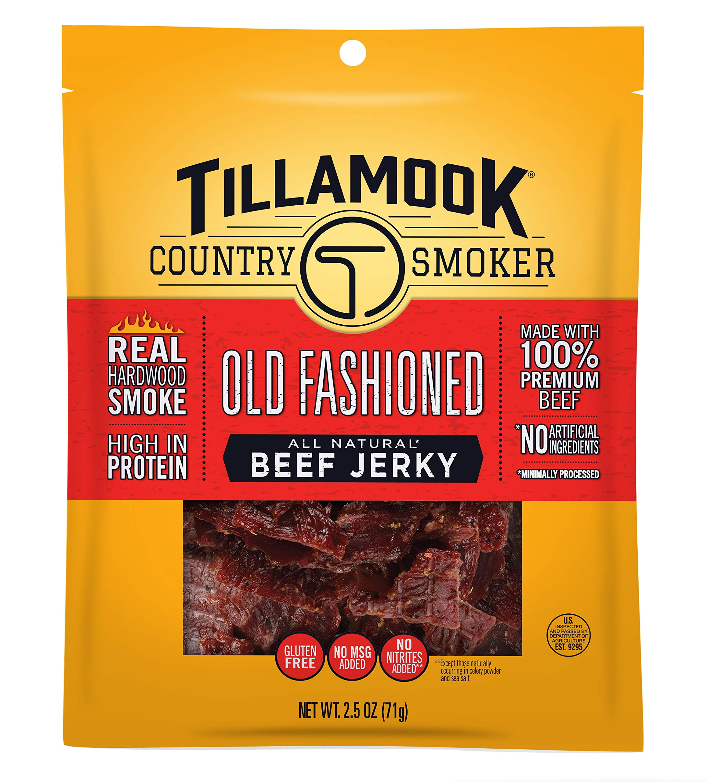 Tillamook Country Smoker Real Hardwood Smoked Beef Jerky, Old Fashioned, 2.5 Ounce RDD9