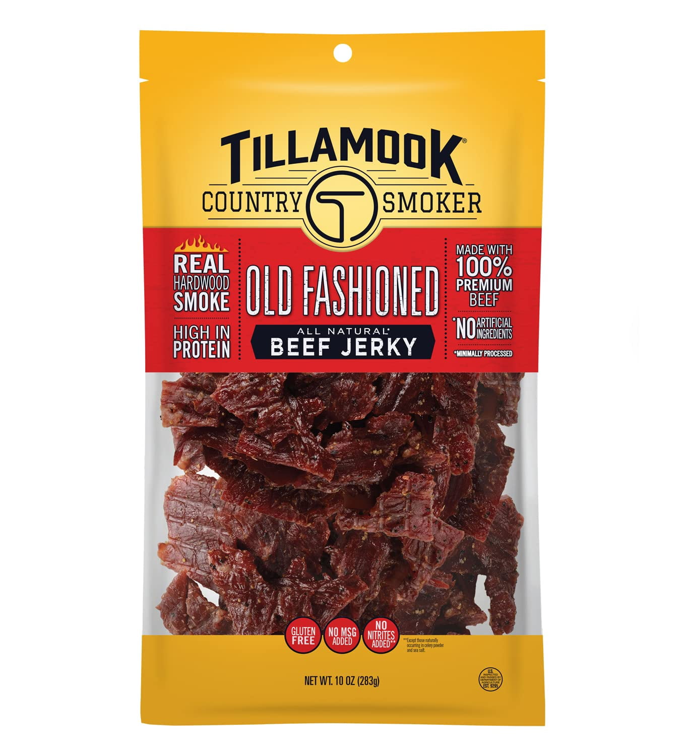 Tillamook Country Smoker Real Hardwood Smoked MVS1Beef Jerky, Old Fashioned, 10 Ounce