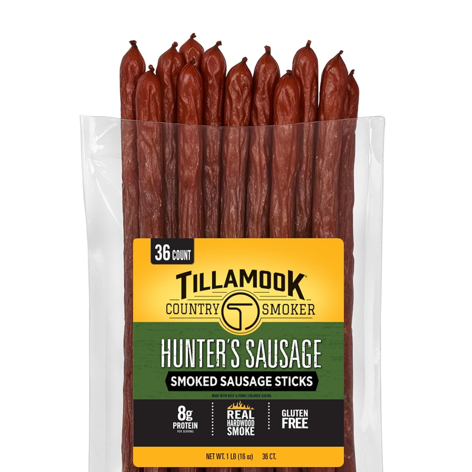 Tillamook Country Smoker Real Hardwood Smoked Sausages, Hunter's Sausage Meat Sticks, Low Carb, High Protein, Ready to Eat Snacks, 36 Count Bulk Pack...