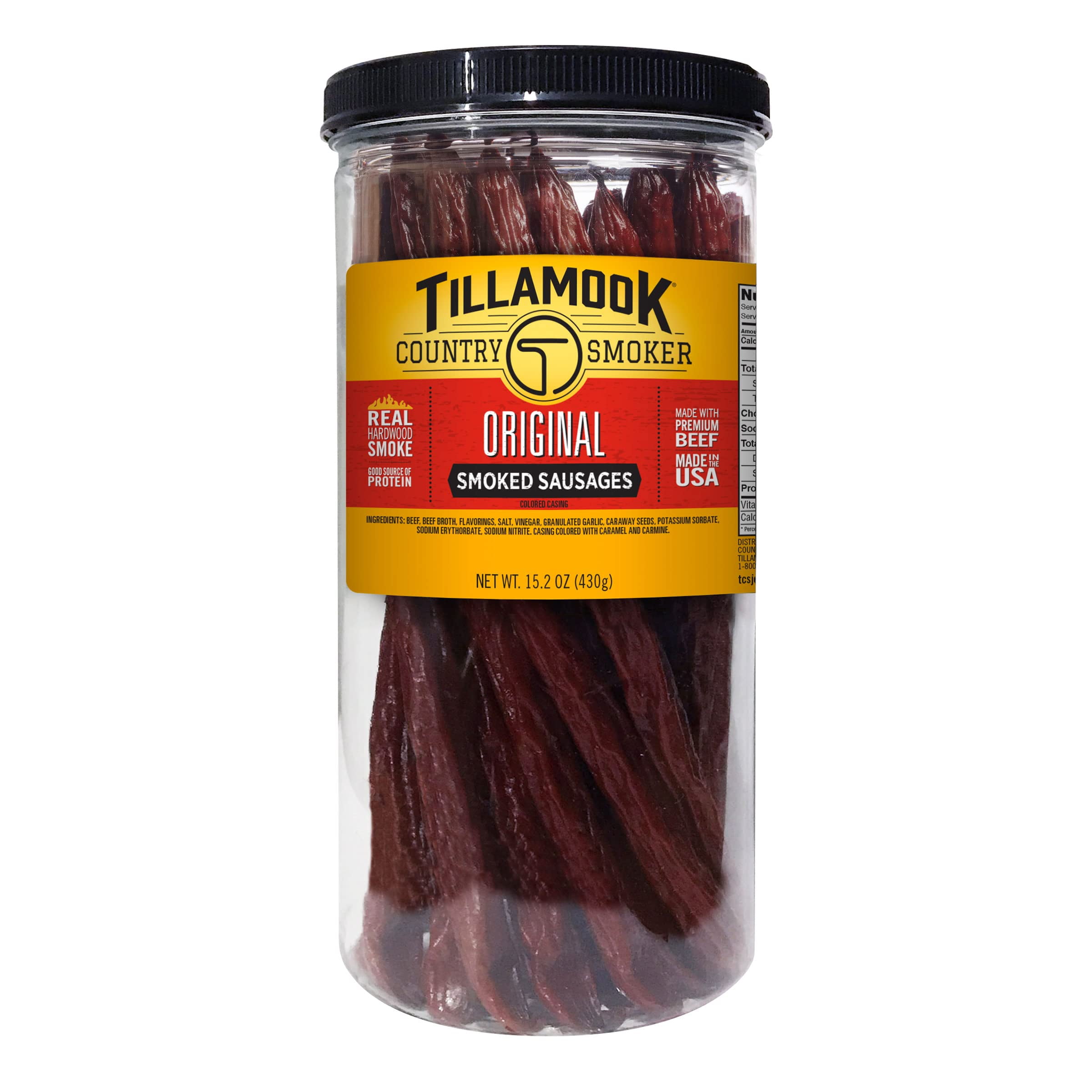 Tillamook Country Smoker Real Hardwood Smoked Sausages, Original Beef, 15.2 Ounce Tall Jar, 20 Count YUN14 YUN14