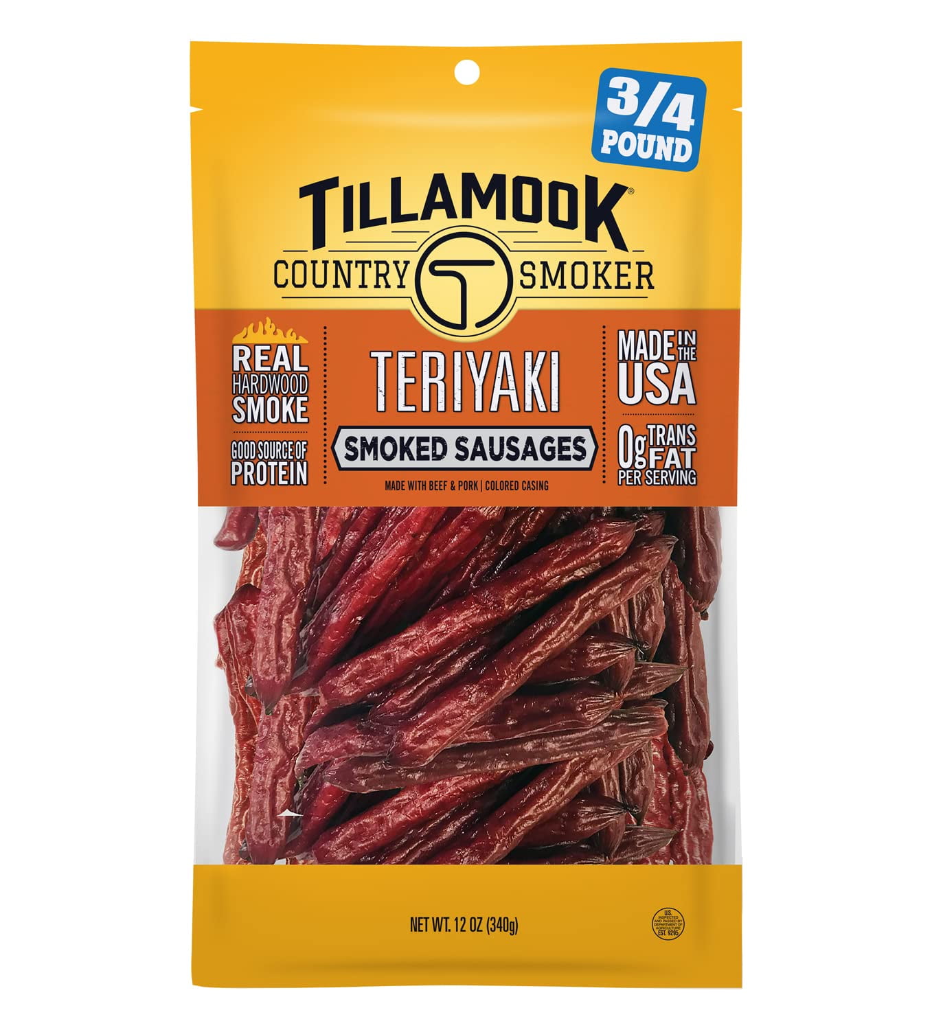 Tillamook Country Smoker Real Hardwood Smoked Sausages, Teriyaki, 12 Ounce RDD9