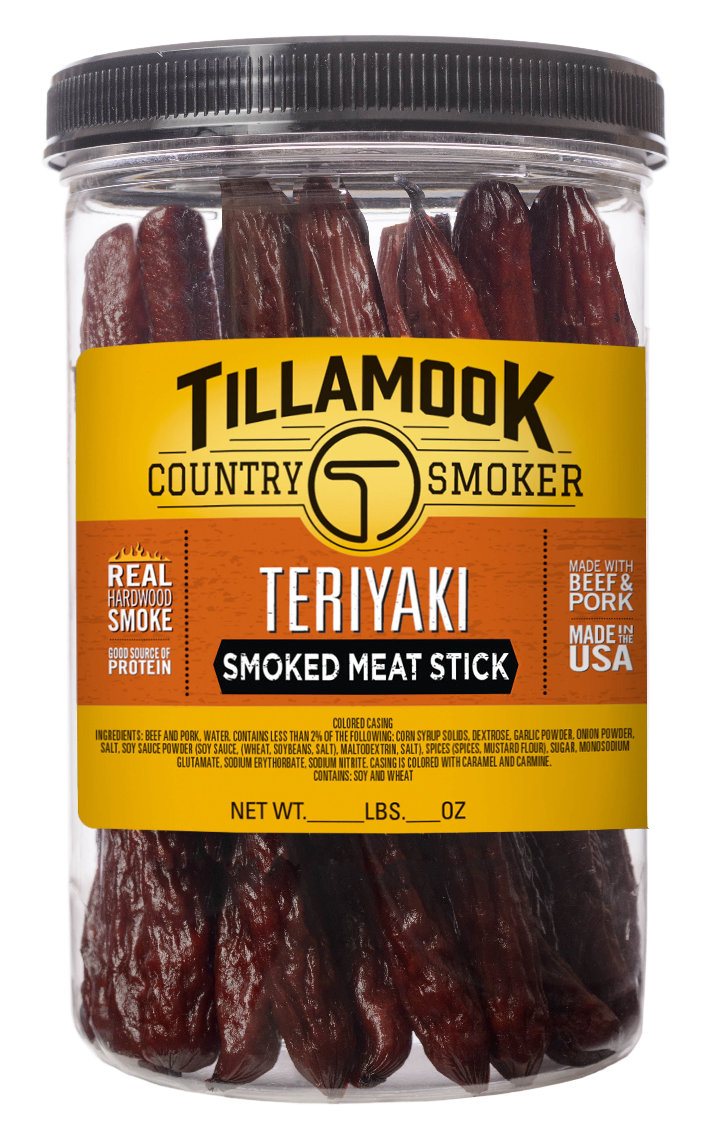 Tillamook Country Smoker Real Hardwood Smoked Teriyaki Sausages Resealable Short Jar, 11.2 oz