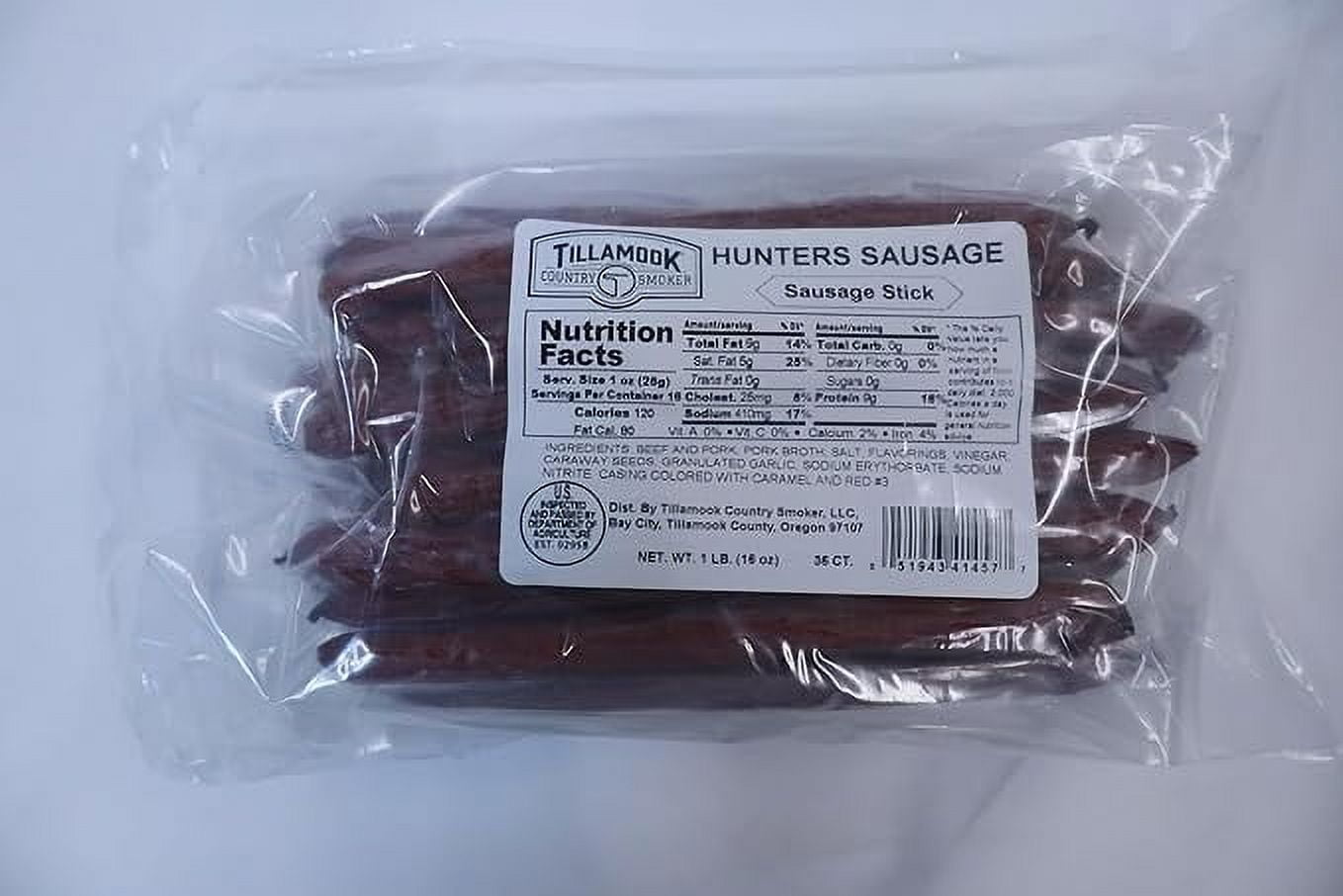 Tillamook Country Smoker Real XEF1Hardwood Smoked Sausages, Hunter's Sausage Meat Sticks, Low Carb, High Protein, Ready to Eat Snacks, 36 Count Bulk Pack