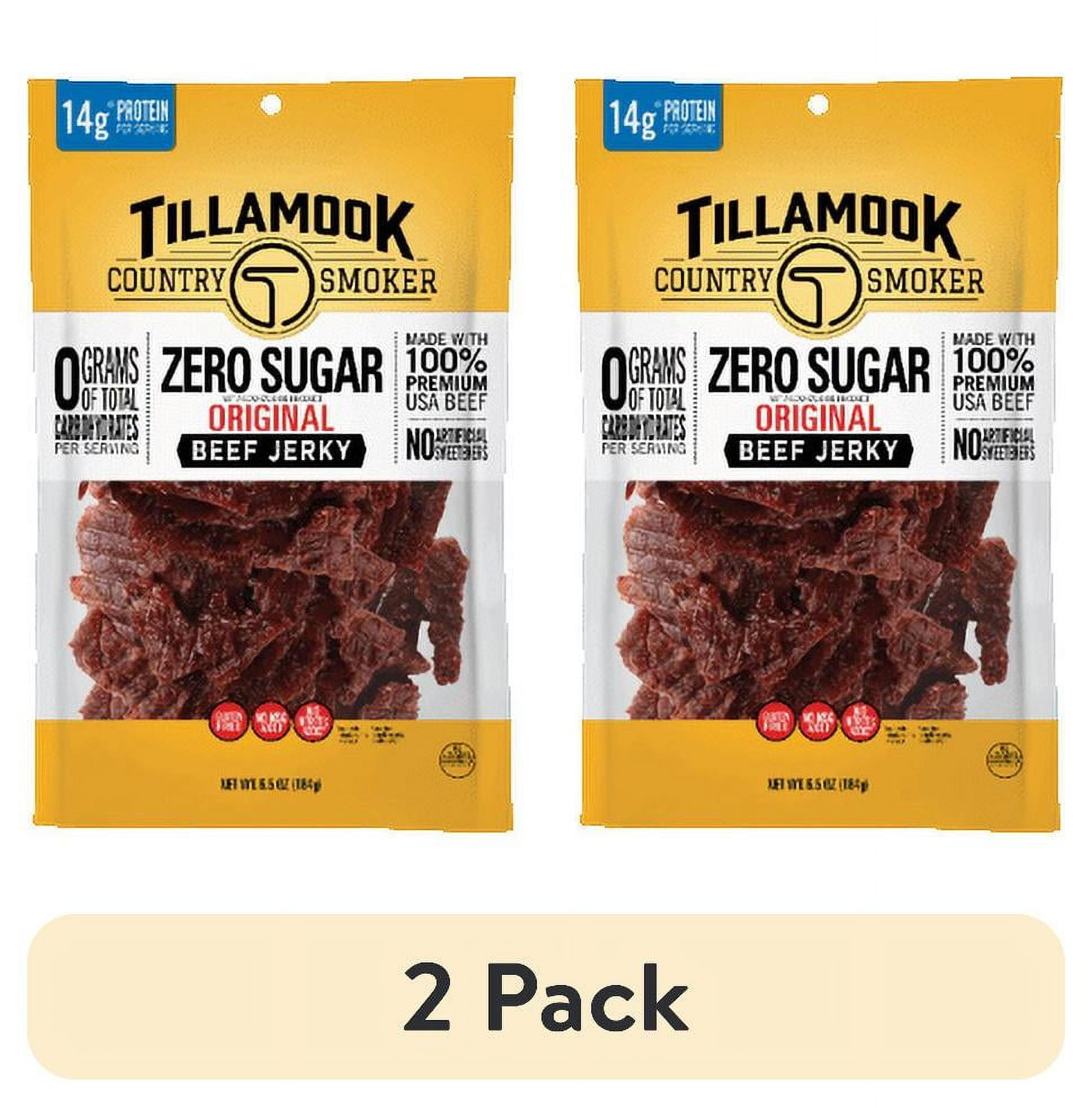(2 pack) Tillamook Country Smoker Zero Sugar Jerky, Original, 6.5 oz