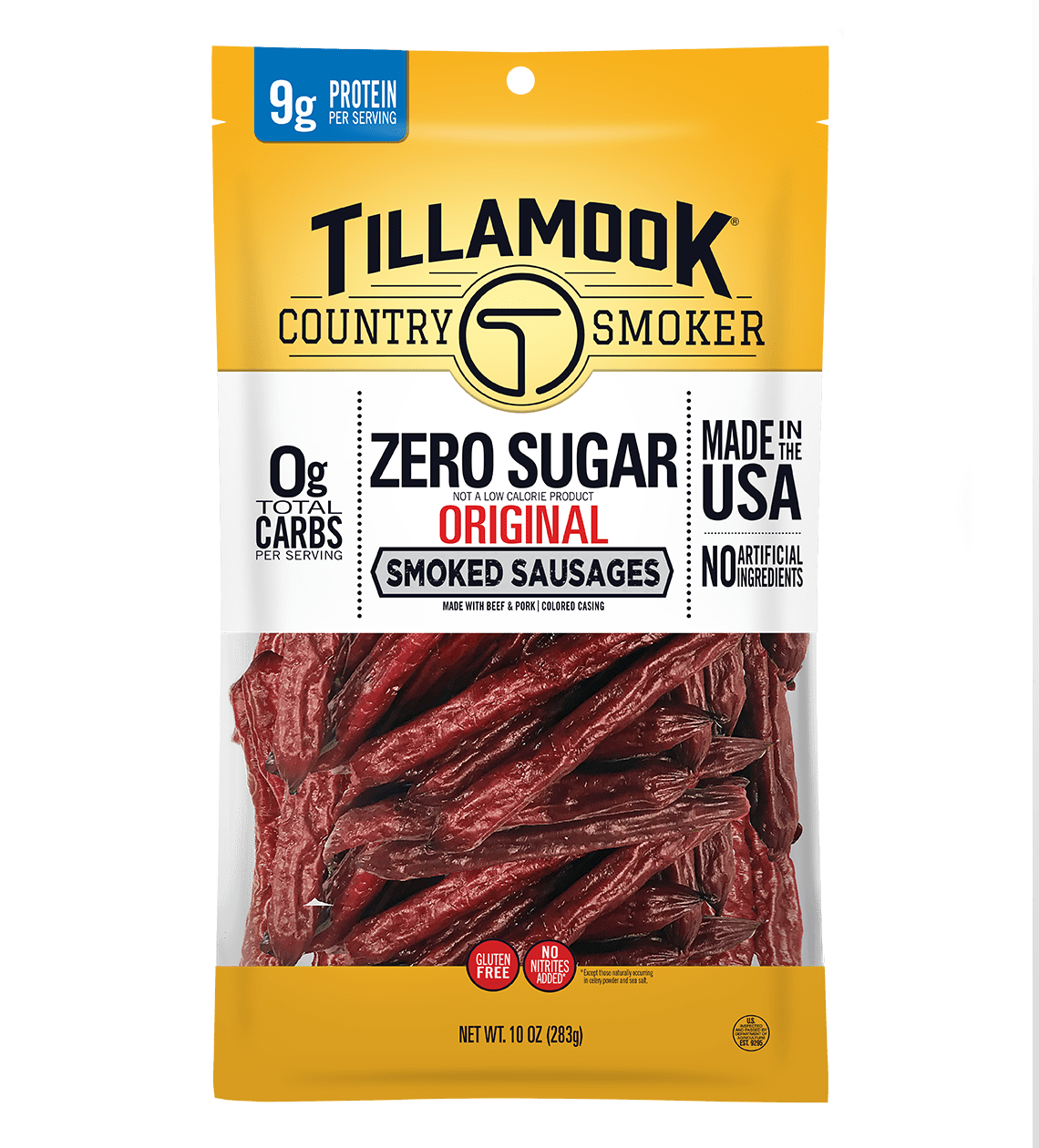 Tillamook Country Smoker, Zero Sugar Original Keto Friendly Smoked Sausages, 10 oz Bag