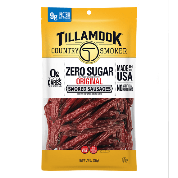 Tillamook Country Smoker Zero Sugar Original Smoked Sausages, Keto Friendly, 10 oz Fresh Bag