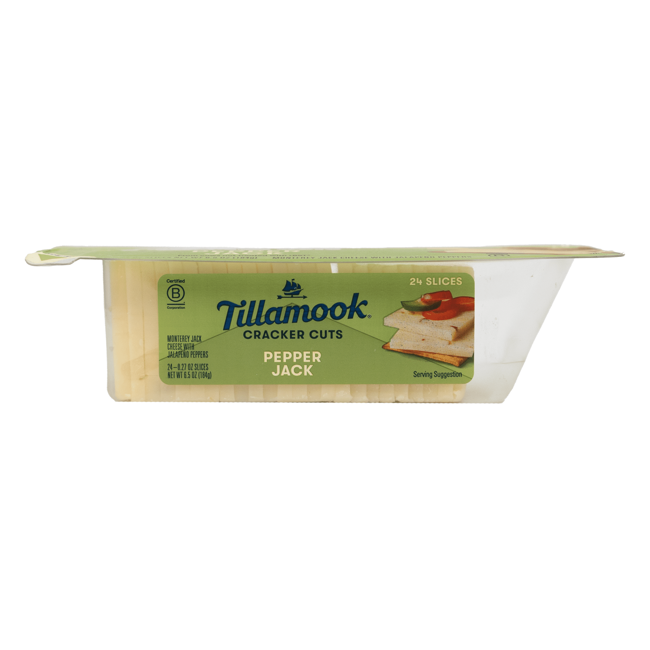 Tillamook Cracker Cut, Pepper Jack, 0.27 oz Each, 24 Slices, Plastic Box