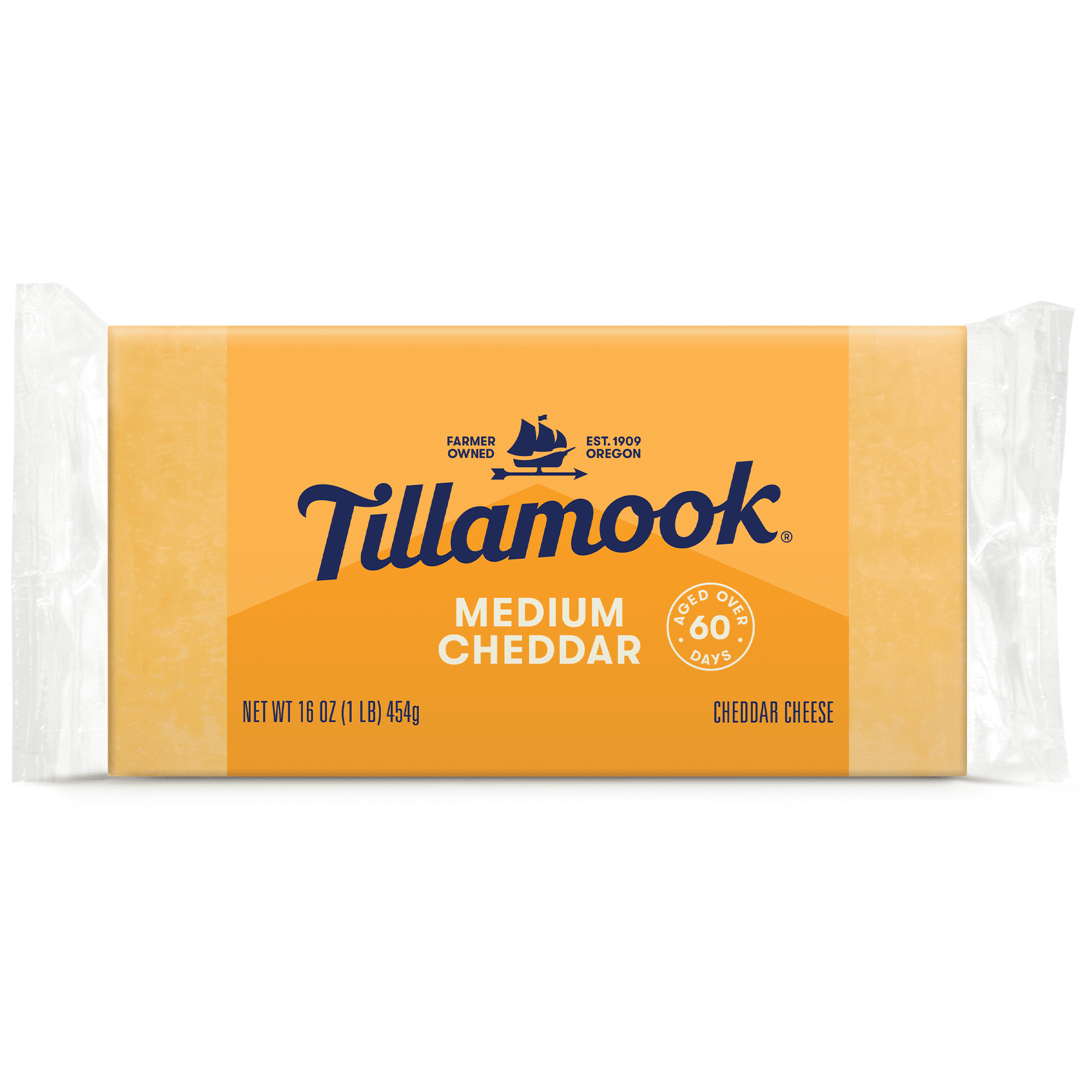Tillamook Medium Cheddar Cheese Block, 1 lb (Aged 60 Days)