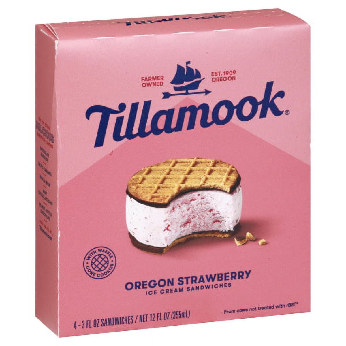 Tillamook Oregon Strawberry Ice Cream Sandwiches, 4 sandwiches
