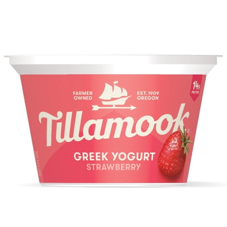 Tillamook Strawberry Low Fat Greek Yogurt, 14g Protein per Serving, 5.3 oz