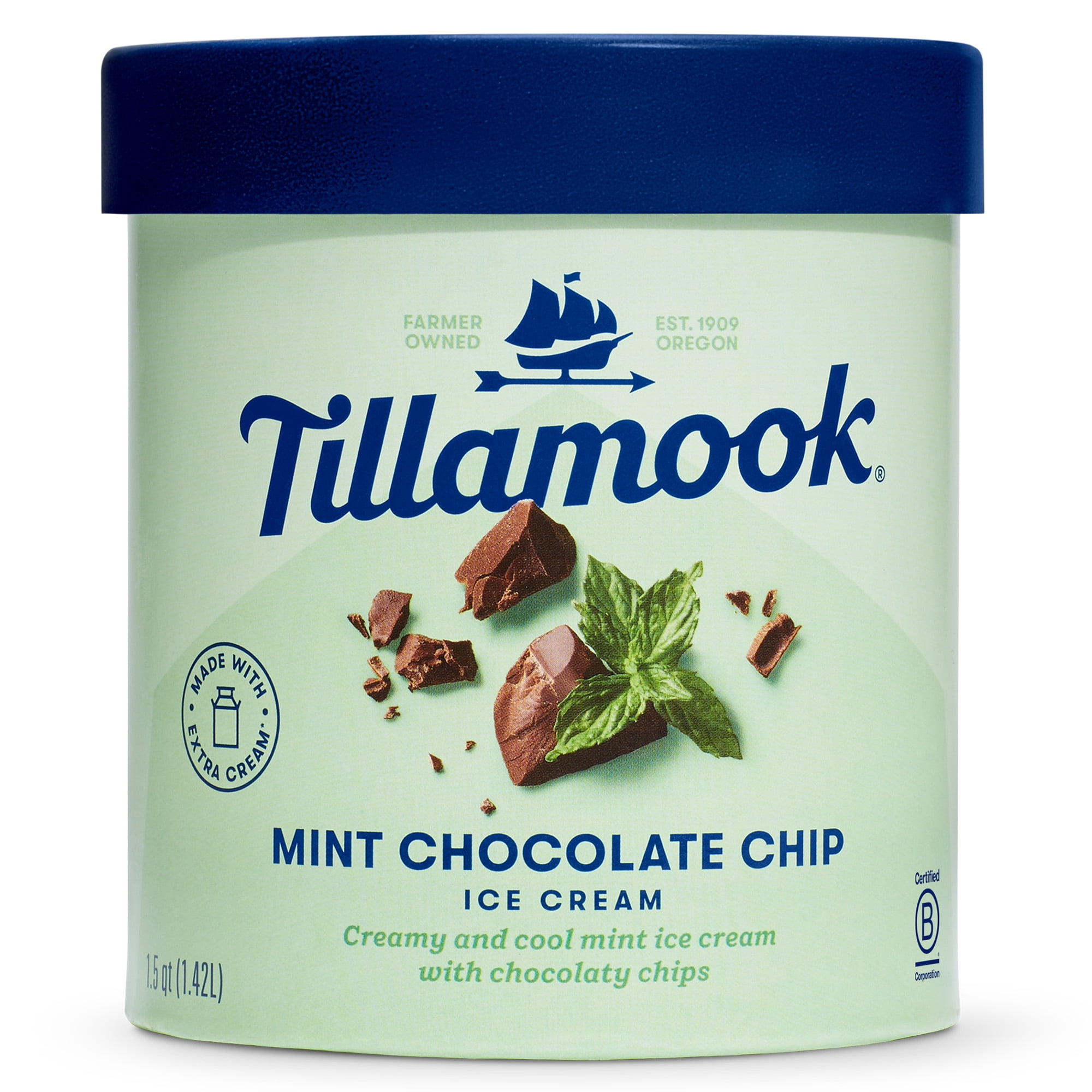 Tillamook Original Premium Mint Chocolate Chip Ice Cream, 48 fl oz