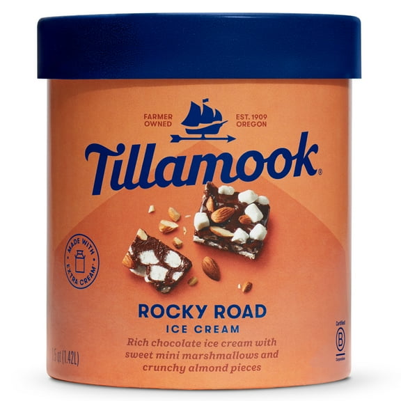 Tillamook Rocky Road Ice Cream, 48 oz