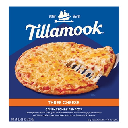 Tillamook Three Cheese Crispy Stone-Fired Pizza with Savory Red Sauce, 19.3 oz (Frozen)