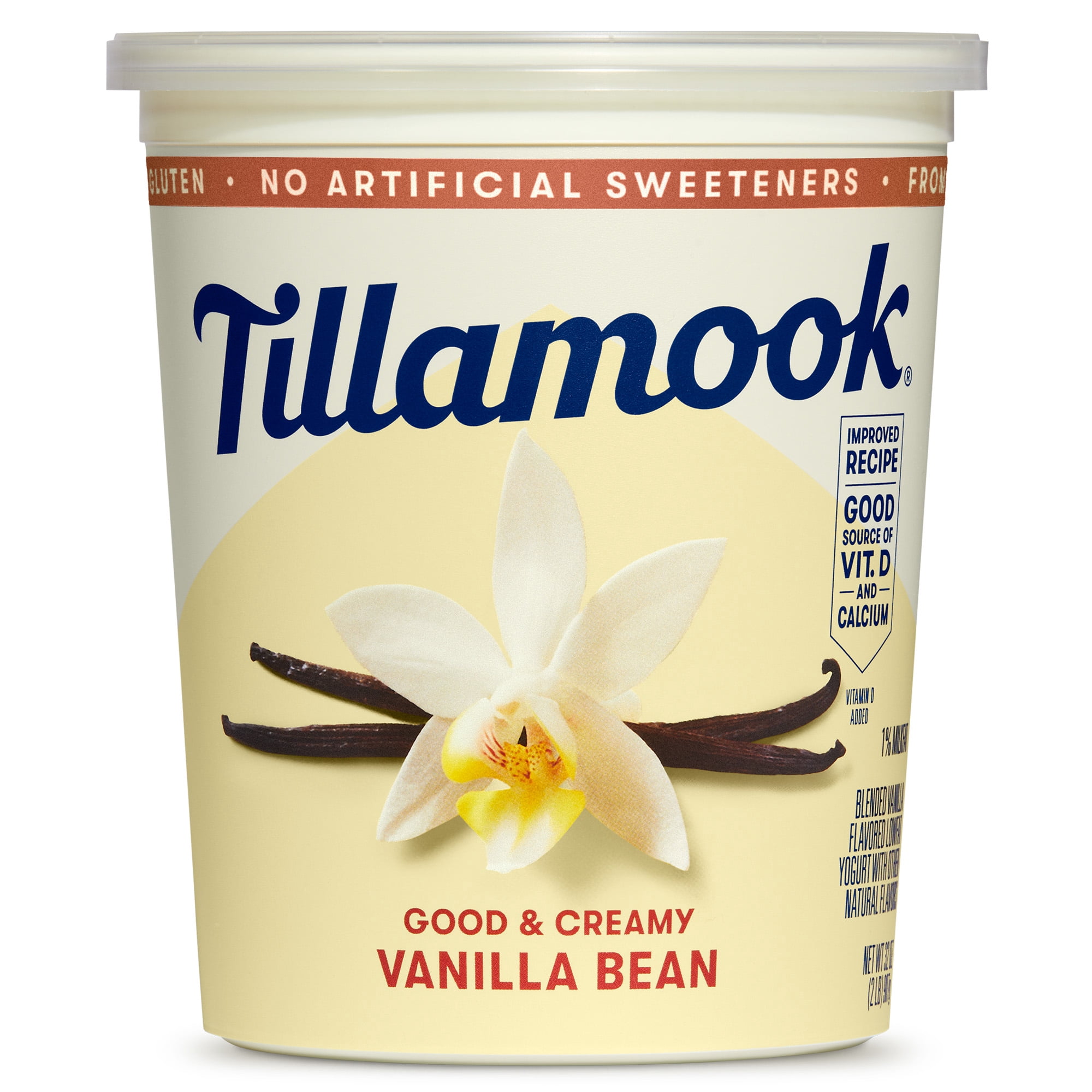 Tillamook Vanilla Bean Low Fat Yogurt, Blended, 32 oz Tub