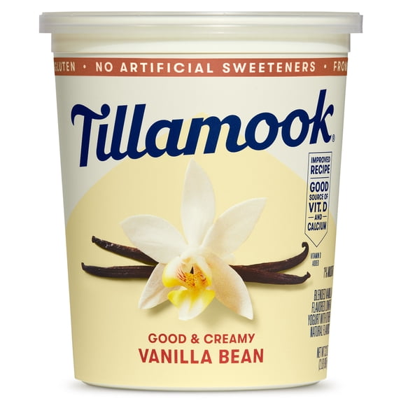 Tillamook Vanilla Bean Low Fat Yogurt, Blended, 32 oz Tub