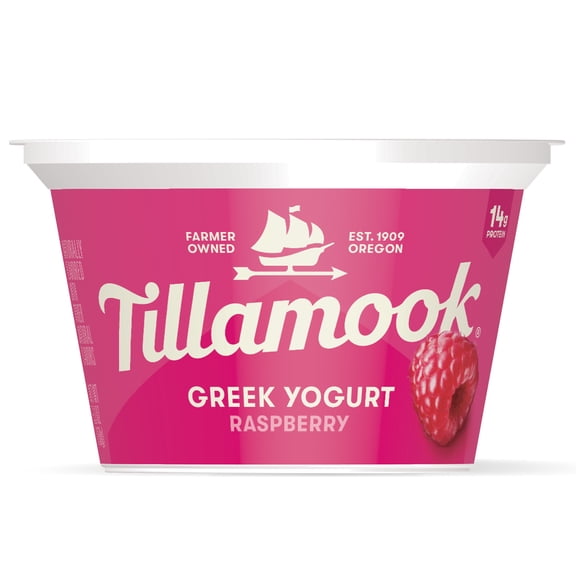 Tillamook Raspberry Low Fat Greek Yogurt, 14g Protein per Serving, 5.3 oz