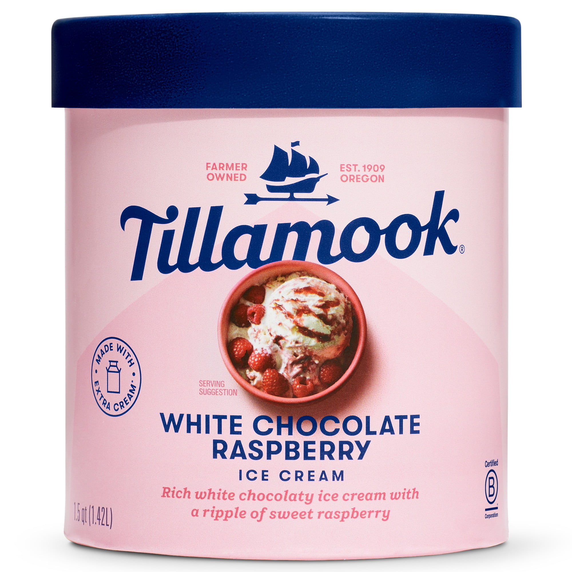 Tillamook White Chocolate Raspberry Ice Cream, 48 oz