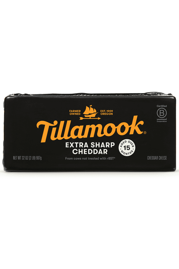 Whole Extra Sharp Cheddar Cheese Block, 32 oz (Aged 15 Months)
