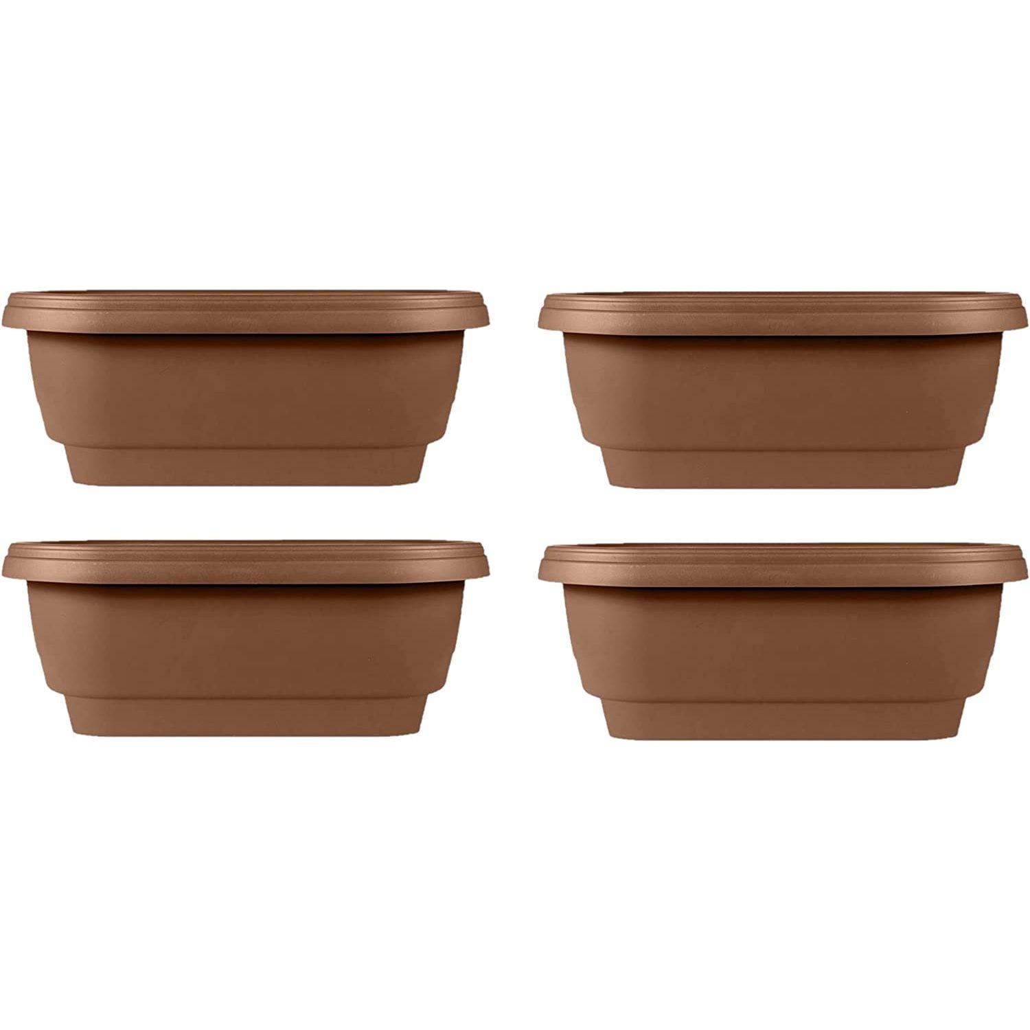 Tilled Deck Balcony Rail Planter, 24", Chocolate (Pack of 4)