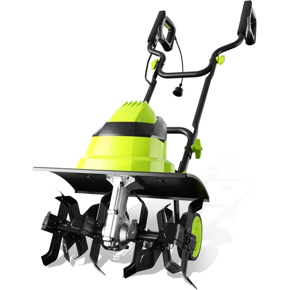 Tiller Cultivator, 13.5-Amp 18-Inch Width 9-Inch Depth Corded Electric Tiller 24 Durable Steel Tines Heavy-Duty Gardening Tiller