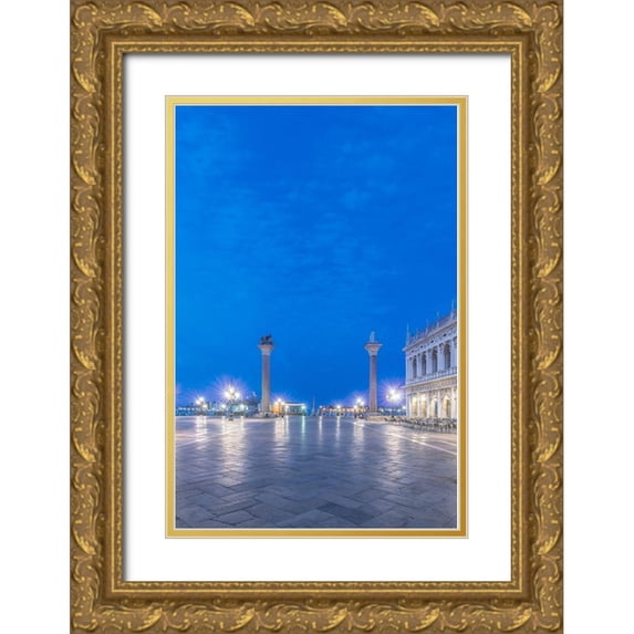 Tilley, Rob 11x14 Gold Ornate Wood Framed with Double Matting Museum Art Print Titled - Italy-Venice San Marco Piazza at dawn