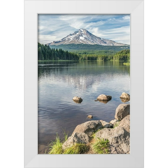 Tilley, Rob 11x14 White Modern Wood Framed Museum Art Print Titled - Oregon-Mt Hood National Forest Trillium Lake and Mt Hood