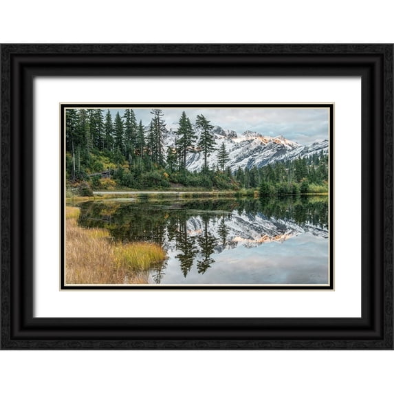 Tilley, Rob 14x11 Black Ornate Wood Framed with Double Matting Museum Art Print Titled - Washington State-Mt Baker and Snoqualmie National Forest-Mt Shuksan and Picture Lake