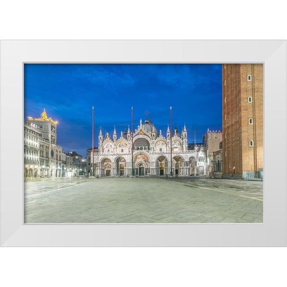 Tilley, Rob 18x13 White Modern Wood Framed Museum Art Print Titled - Italy-Venice St Marks Basilica built in the 11th century at dawn