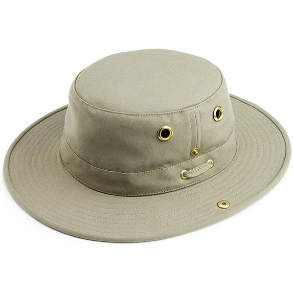Tilley Size 7 1/2 Unisex T3 Cotton Duck Snap-up Brim Hat, Khaki/Olive