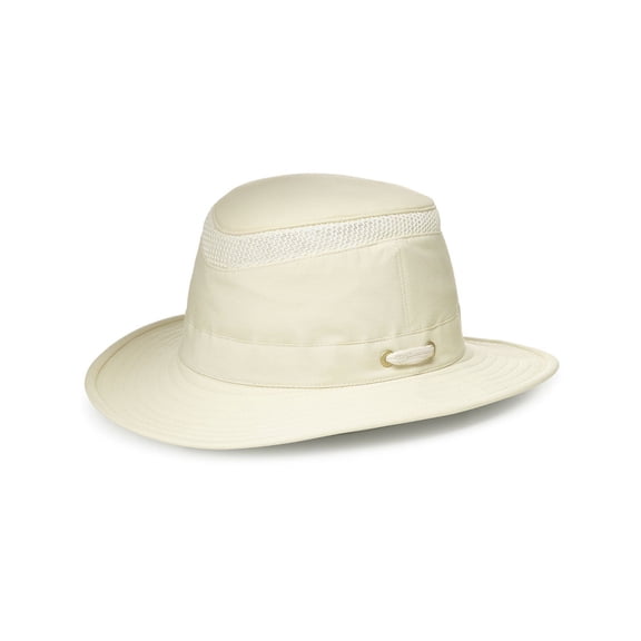 Tilley Size 7 5/8 or 23 7/8 in. Unisex LTM5 Medium Down-Sloping Brim AirFlo Hat, Natural with Green Underbrim
