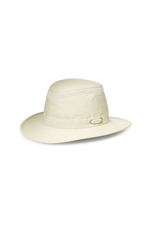 Size 7 5/8 or 23 7/8 in. Unisex LTM5 Medium Down-Sloping Brim AirFlo Hat, Natural with Green Underbrim