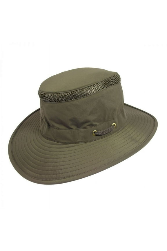 Size 7 5/8 or 23 7/8 in. Unisex LTM6 Broader Down-Sloping Brim UPF50+ AirFlo Hat, Solid Olive